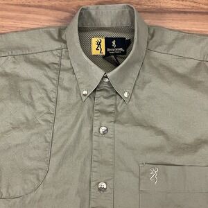 Browning Mens Olive Green Short Slv Button Dn Utility‎ Shirt Size M